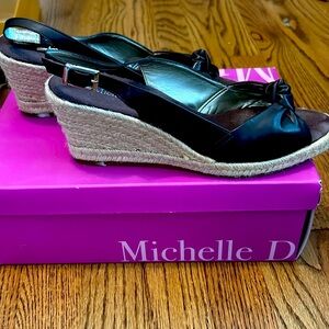 Michelle D leather wedge sandals.